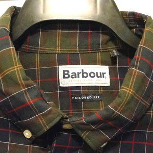 Barbour LS XL Tailored Fit Dark Green Blue Red NEW